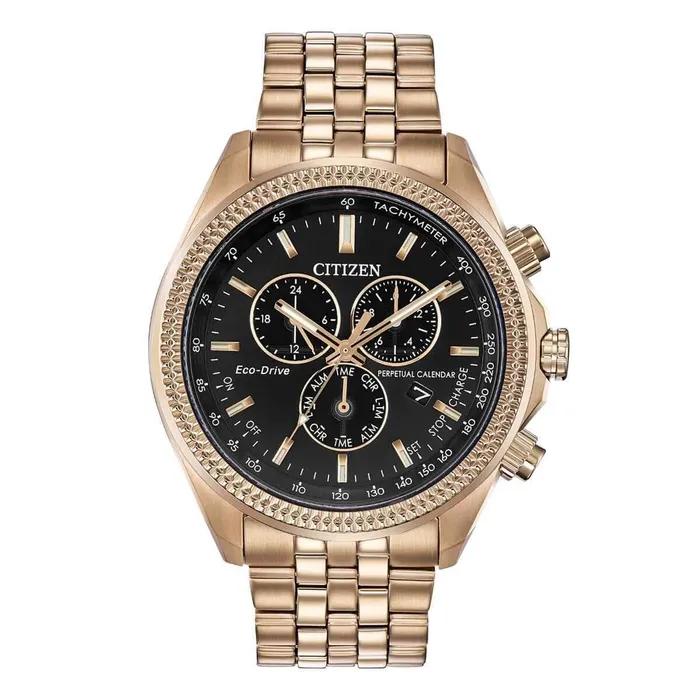 Citizen Bracelets Citizen Mens Chronograph Watch Brycen Rose Gold Steel Bracelet BL556358E