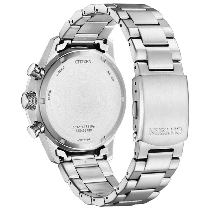 Citizen Bracelets Citizen Mens EcoDrive Watch Chronograph Green Dial Silver Bracelet CA078087X