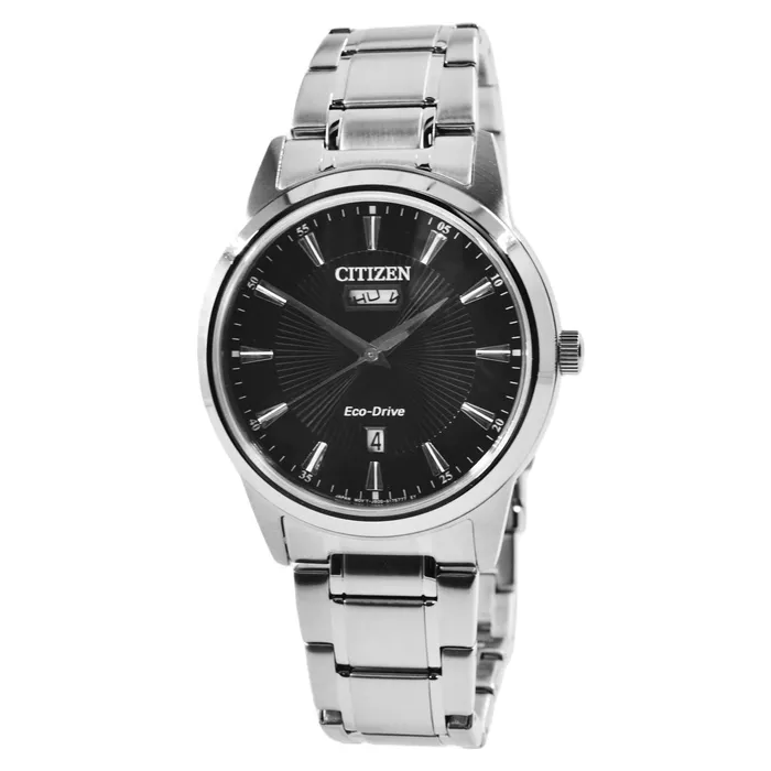 Citizen Citizen Mens Watch EcoDrive Black Dial Stainless Steel Bracelet AW010086E Bracelets