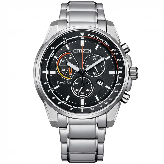 Citizen Mens Watch Core Chrono Black Dial Stainless Steel Bracelet AT119087E Citizen Bracelets
