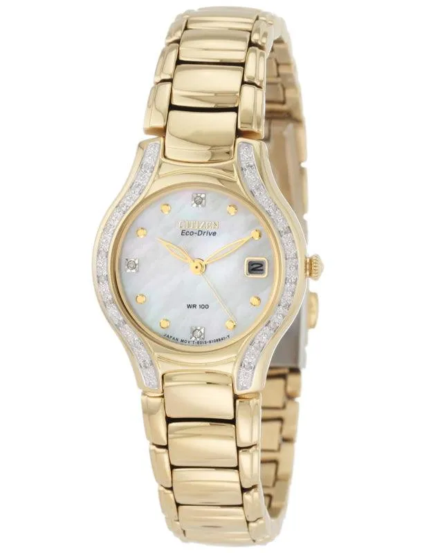 Citizen Rings Citizen EW097255D Womens Silhouette Diamond Eco Drive Gold Tone Watch