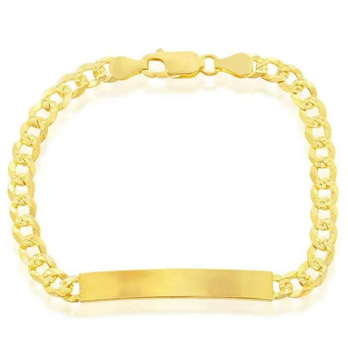 Classic Bracelets Classic Mens Bracelet Gold Plated Sterling 5mm Pave Curb Chain ID S5124GP