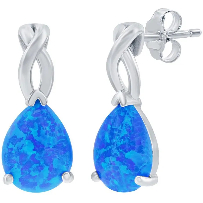 Classic Earrings Opalata Womens Earrings Sterling Silver Pear Shaped Blue Opal Post Back D7932