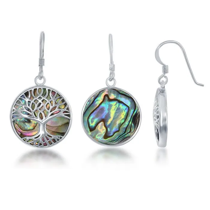 Classic Earrings Sterling Silver Abalone with Tree of Life Earrings