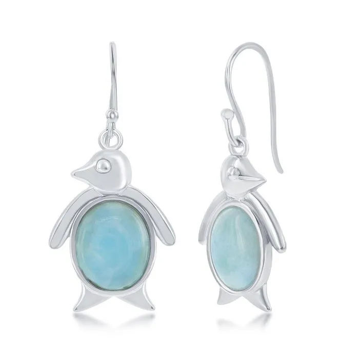 Classic Earrings Sterling Silver Blue Larimar Penguin Earrings