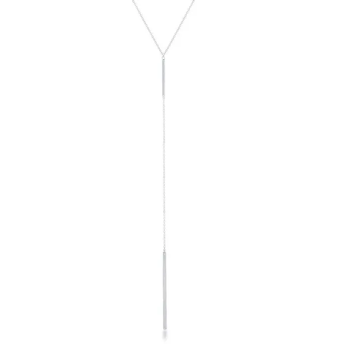 Classic Necklaces Sterling Silver Long Hanging Chain Bar Y Necklace