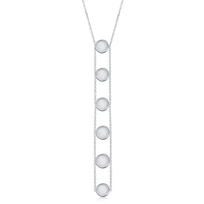 Classic Necklaces Sterling Silver Station Shiny Disc Lariat Necklace