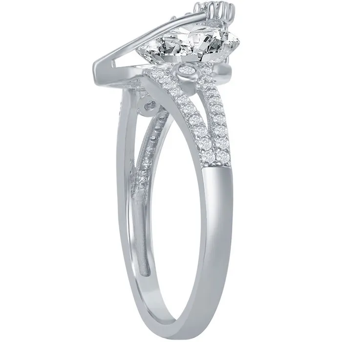 Classic Rings Classic Womens Silver Pearshaped Round CZ Ring W2626
