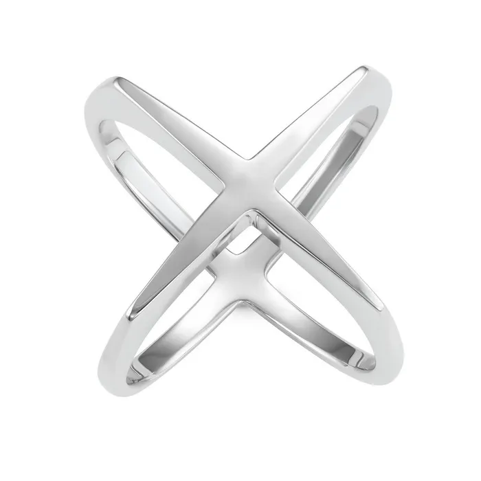 Classic Rings Sterling Silver Wide Boxy X Ring W1631