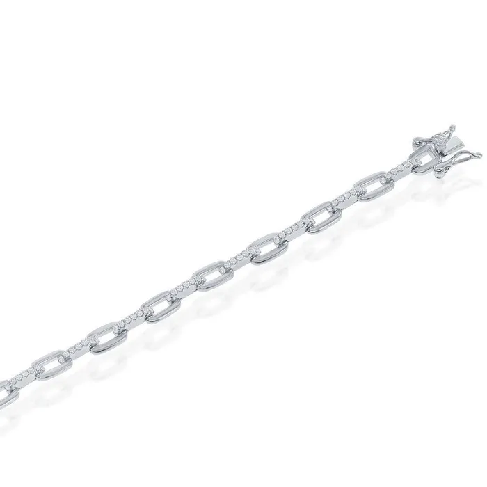 Classic Sterling Silver Cubic Zirconia Linked Bracelet 7 Bracelets
