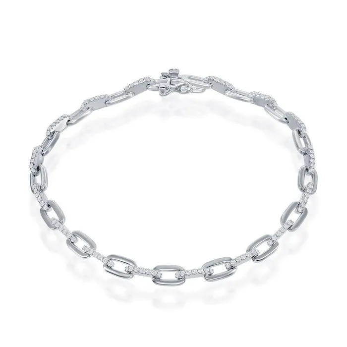 Classic Sterling Silver Cubic Zirconia Linked Bracelet 7 Bracelets