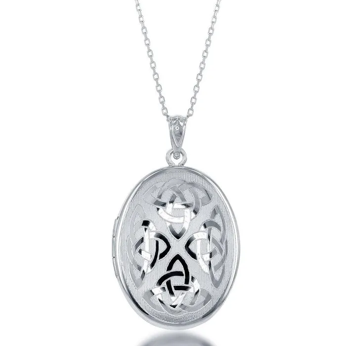 Classic Sterling Silver Oval Celtic Designed Locket Rings