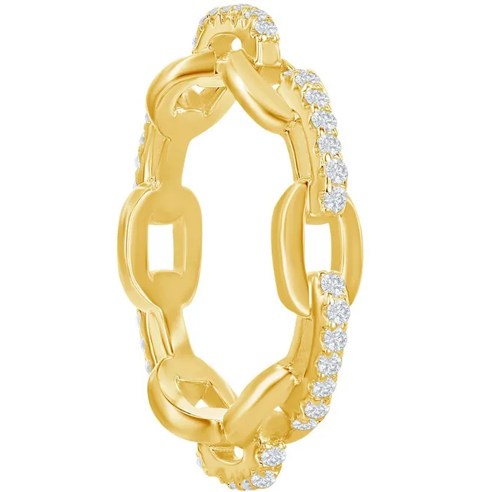 Classic Womens Gold Plated CZ Paperclip Ring W2665 Classic Rings