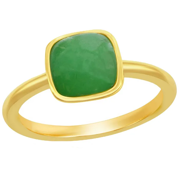 Classic Womens Ring YG Plated 8mm Cushion Jade Solitaire W2857 Classic Rings
