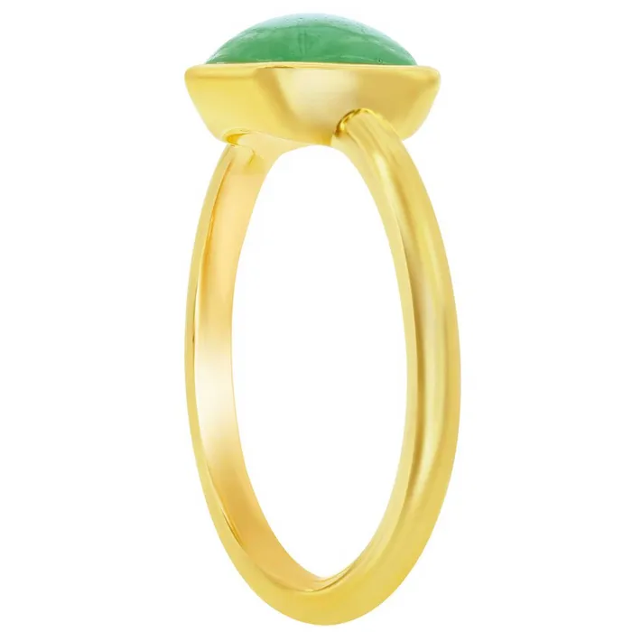 Classic Womens Ring YG Plated 8mm Cushion Jade Solitaire W2857 Classic Rings