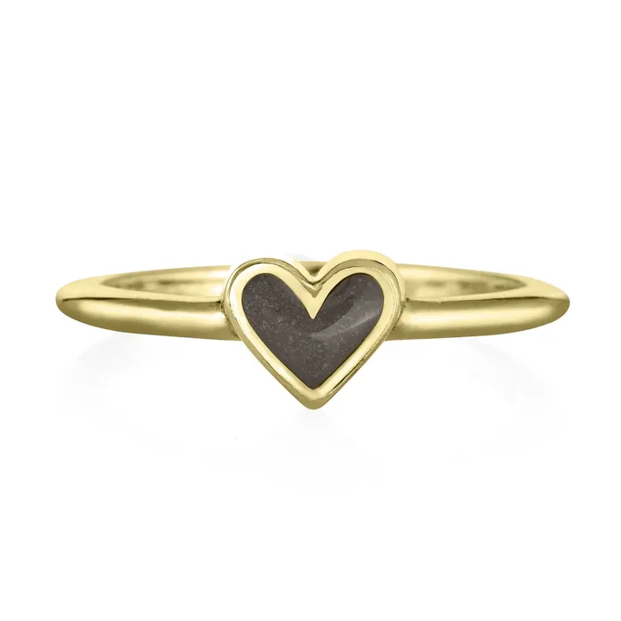 closebymejewelry Dainty Heart Cremation Ring in 14K Yellow Gold Rings