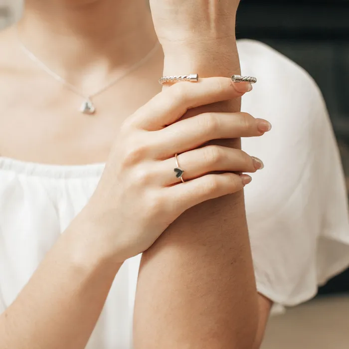 closebymejewelry Dainty Heart Cremation Ring in 14K Yellow Gold Rings
