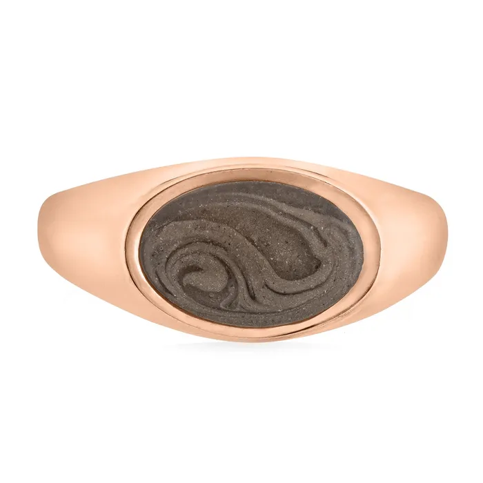 closebymejewelry Lateral Oval Signet Cremation Ring in 14K Rose Gold Rings