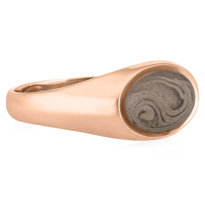 closebymejewelry Lateral Oval Signet Cremation Ring in 14K Rose Gold Rings