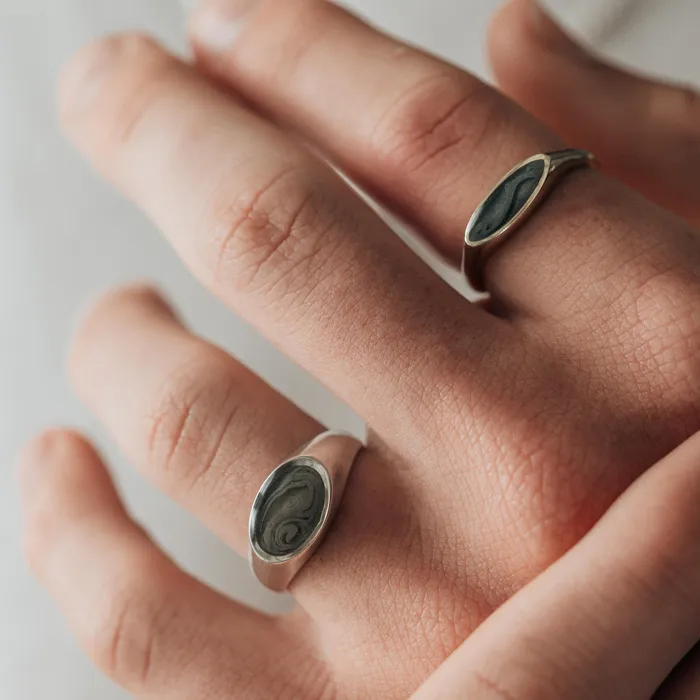 closebymejewelry Lateral Oval Signet Cremation Ring in 14K Rose Gold Rings