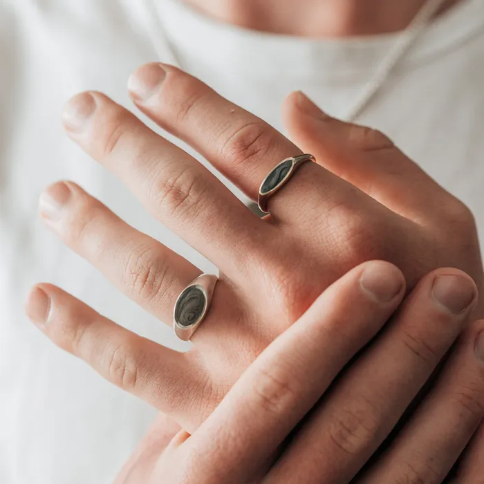 closebymejewelry Lateral Oval Signet Cremation Ring in 14K Rose Gold Rings