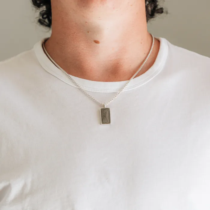 closebymejewelry Necklaces Simple Bail Rectangle Cremation Necklace in Sterling Silver