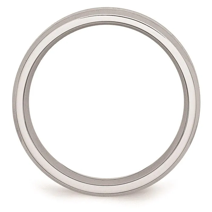 Cobalt Sterling Silver Inlay SatinPolished 6mm Beveled Edge Band Chisel Rings