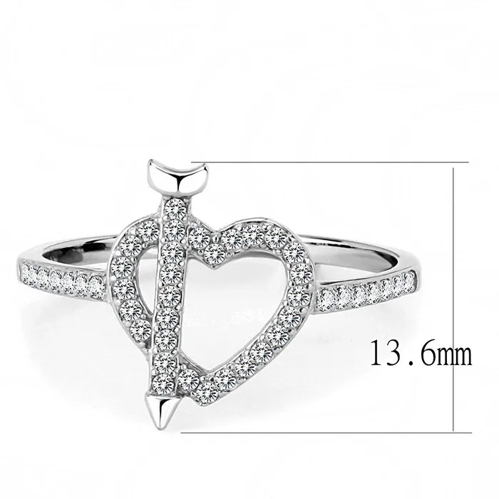 DA052 High polished no plating Stainless Steel Ring with AAA Grade CZ in Clear Alamode Rings