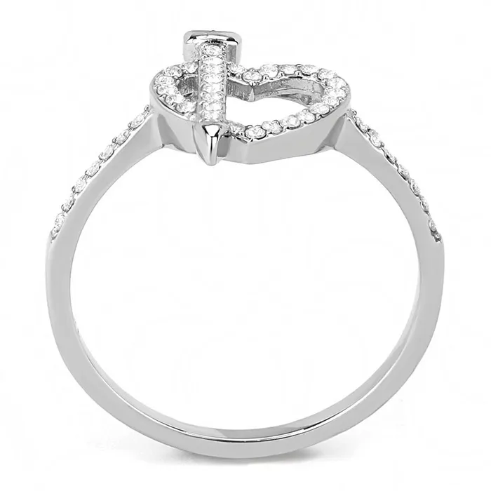 DA052 High polished no plating Stainless Steel Ring with AAA Grade CZ in Clear Alamode Rings