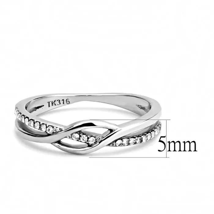 DA157 High polished no plating Stainless Steel Ring with AAA Grade CZ in Clear Alamode Rings