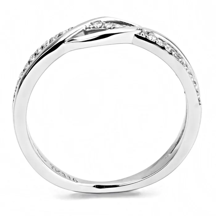 DA157 High polished no plating Stainless Steel Ring with AAA Grade CZ in Clear Alamode Rings