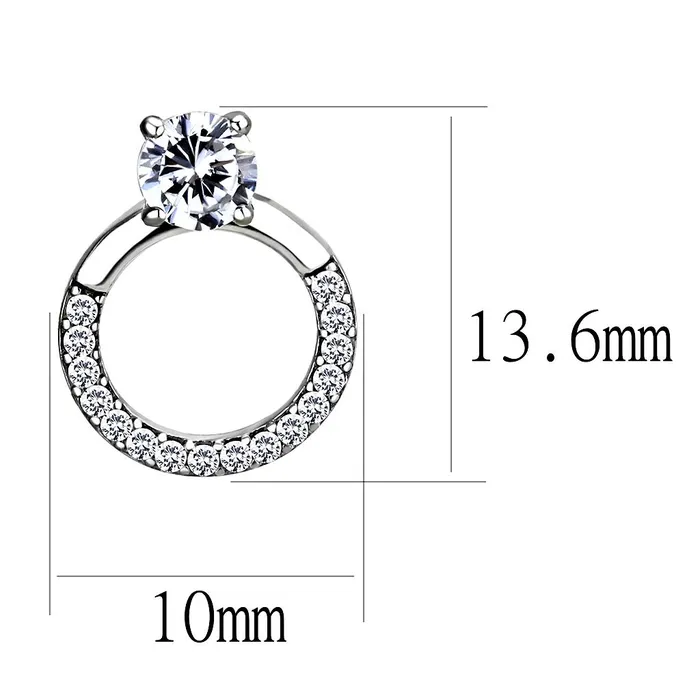DA208 High polished no plating Stainless Steel Earrings with AAA Grade CZ in Clear Alamode Earrings