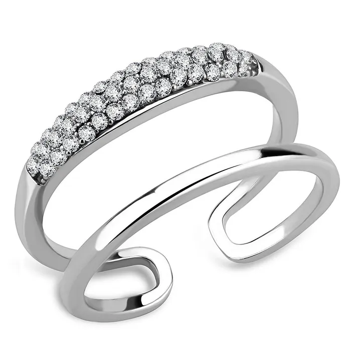 DA247 High polished no plating Stainless Steel Ring with AAA Grade CZ in Clear Alamode Rings