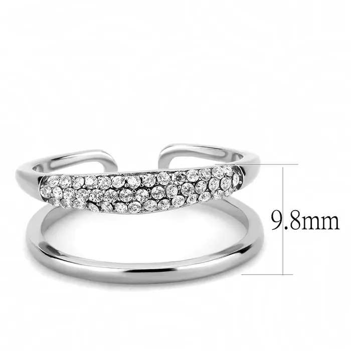 DA247 High polished no plating Stainless Steel Ring with AAA Grade CZ in Clear Alamode Rings