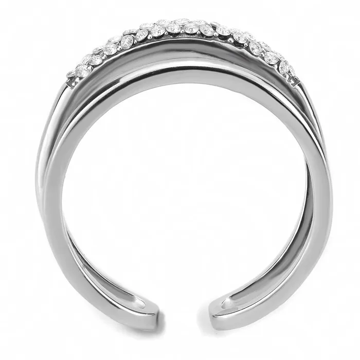 DA247 High polished no plating Stainless Steel Ring with AAA Grade CZ in Clear Alamode Rings