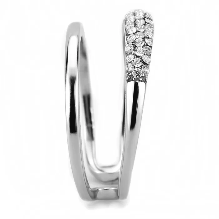 DA247 High polished no plating Stainless Steel Ring with AAA Grade CZ in Clear Alamode Rings