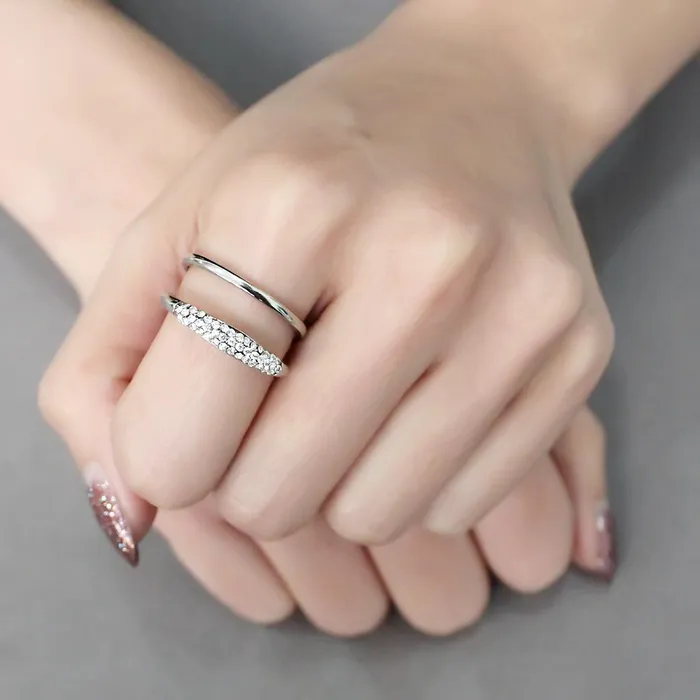 DA247 High polished no plating Stainless Steel Ring with AAA Grade CZ in Clear Alamode Rings