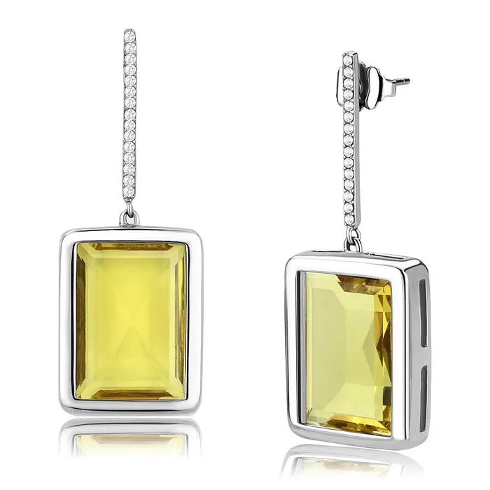 DA378 High polished no plating Stainless Steel Earrings with Top Grade Crystal in Topaz Alamode Earrings