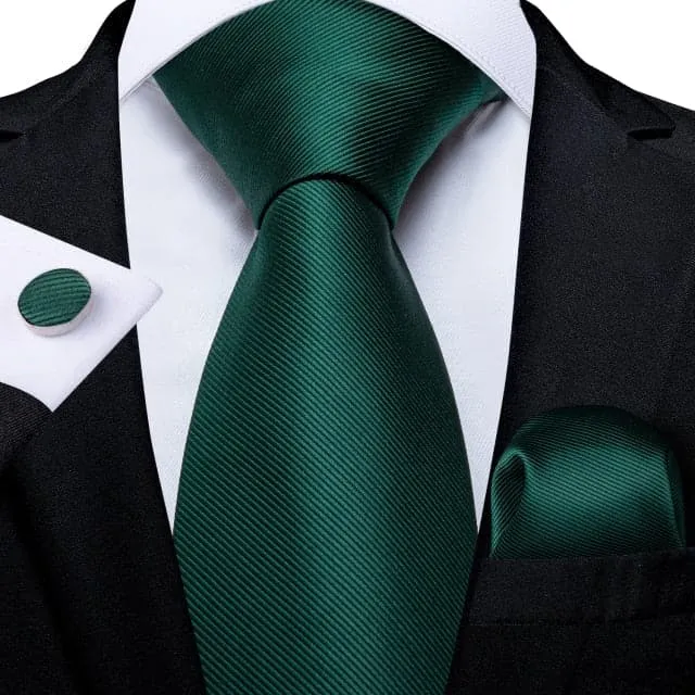 DBG VIP Design Collection Mens Fashion Deep Emerald Green Twill Design 100 Premium Quality Silk Ties Divine Inspiration Styles Earrings