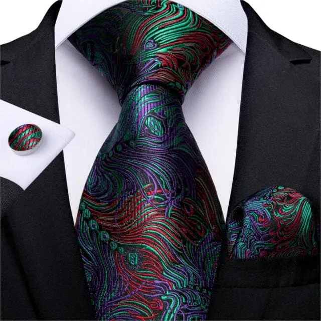 DBG VIP Design Collection Mens Fashion Deep Emerald Green Twill Design 100 Premium Quality Silk Ties Divine Inspiration Styles Earrings