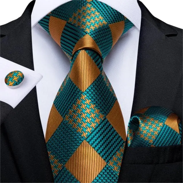 DBG VIP Design Collection Mens Fashion Deep Emerald Green Twill Design 100 Premium Quality Silk Ties Divine Inspiration Styles Earrings