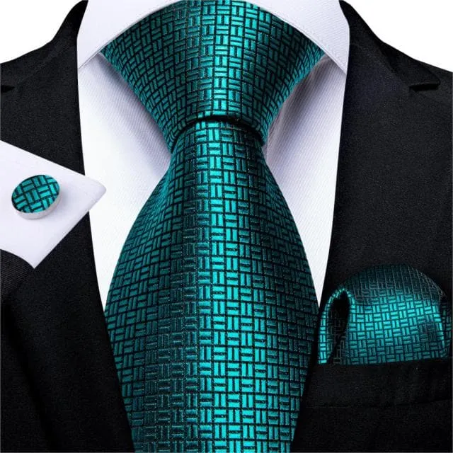 DBG VIP Design Collection Mens Fashion Deep Emerald Green Twill Design 100 Premium Quality Silk Ties Divine Inspiration Styles Earrings
