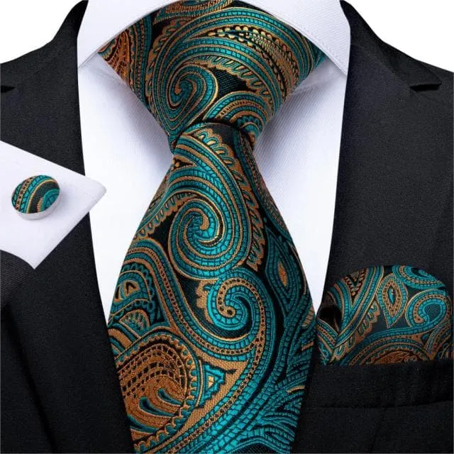 DBG VIP Design Collection Mens Fashion Deep Emerald Green Twill Design 100 Premium Quality Silk Ties Divine Inspiration Styles Earrings