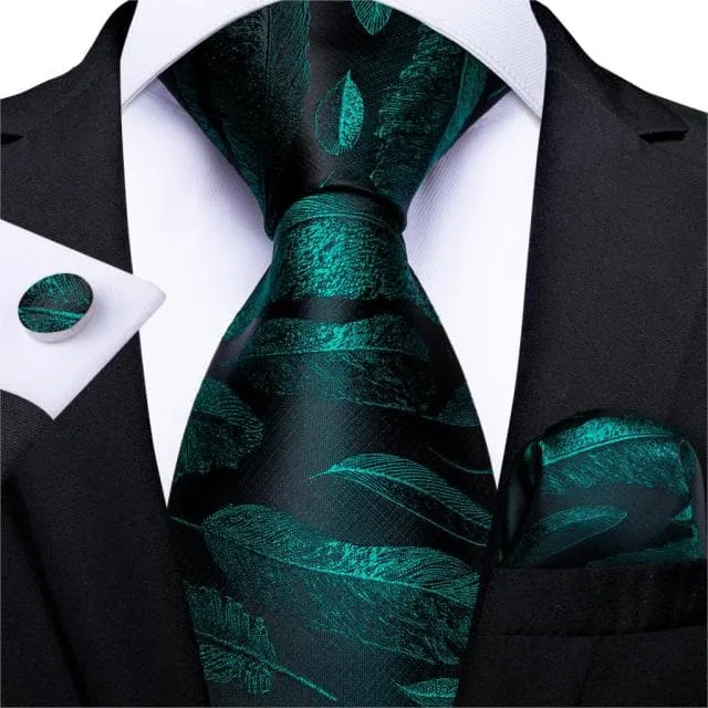 DBG VIP Design Collection Mens Fashion Deep Emerald Green Twill Design 100 Premium Quality Silk Ties Divine Inspiration Styles Earrings
