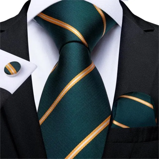 DBG VIP Design Collection Mens Fashion Deep Emerald Green Twill Design 100 Premium Quality Silk Ties Divine Inspiration Styles Earrings