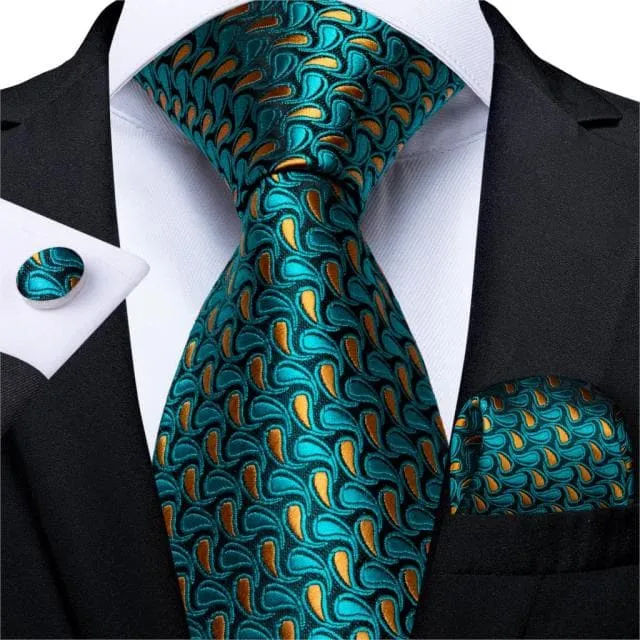 DBG VIP Design Collection Mens Fashion Deep Emerald Green Twill Design 100 Premium Quality Silk Ties Divine Inspiration Styles Earrings