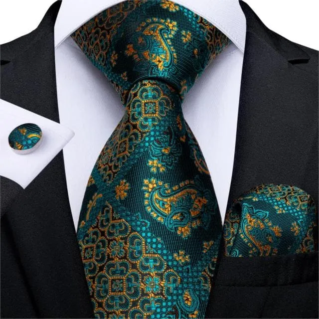 DBG VIP Design Collection Mens Fashion Deep Emerald Green Twill Design 100 Premium Quality Silk Ties Divine Inspiration Styles Earrings