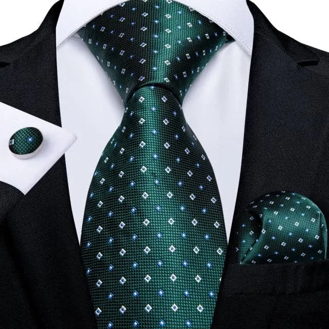 DBG VIP Design Collection Mens Fashion Deep Emerald Green Twill Design 100 Premium Quality Silk Ties Divine Inspiration Styles Earrings