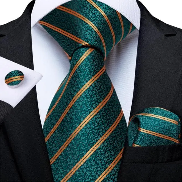 DBG VIP Design Collection Mens Fashion Deep Emerald Green Twill Design 100 Premium Quality Silk Ties Divine Inspiration Styles Earrings
