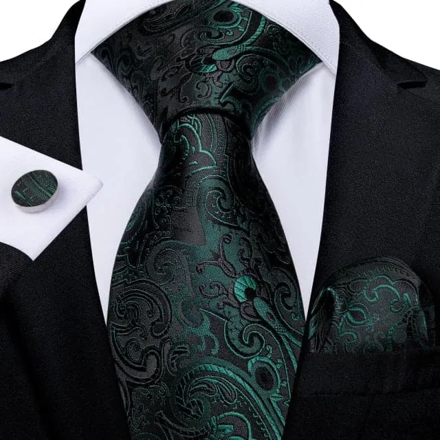 DBG VIP Design Collection Mens Fashion Deep Emerald Green Twill Design 100 Premium Quality Silk Ties Divine Inspiration Styles Earrings